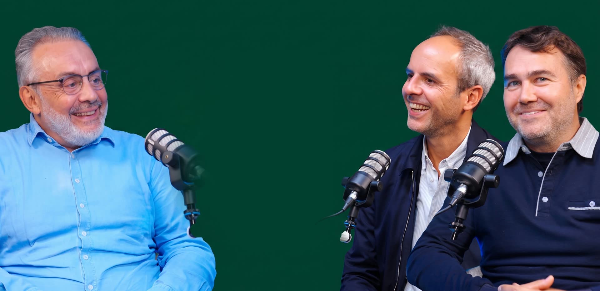 Jean-Pierre Nadir face à ses deux premiers invités, Frédéric Mazzella et Wilfried Granier